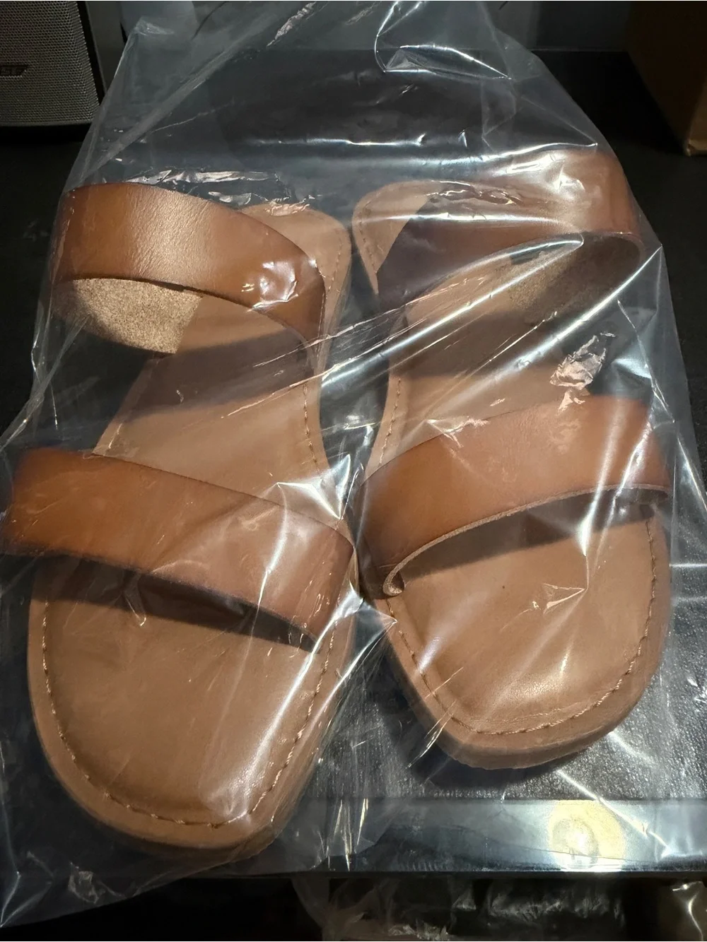 Womens Universal Thread Two Band Sandals - Cognac